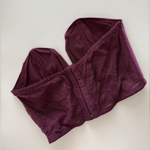 Victoria’s Secret Velvet Purple Bustier Strapless Plunge Bra Crop Top Women M - Picture 2 of 4